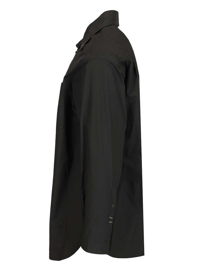 Mm6 Maison Margiela Long-Sleeved Cotton Shirt Shirts - Black | 216015603429e16a82997dbd4fcdfc4ea7e1d3c4