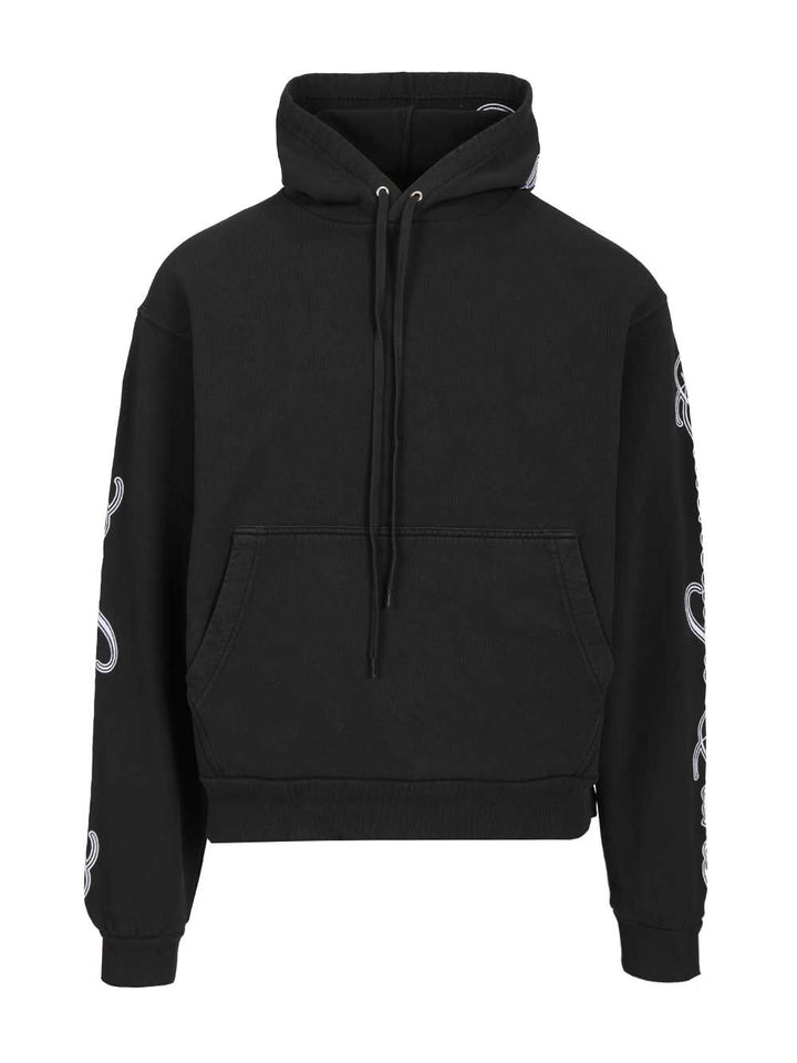 Balenciaga Cursive Oversized Hoodie Sweatshirts - Black | 62ca83073122f7215f7fe4aacc475cd153fc9704