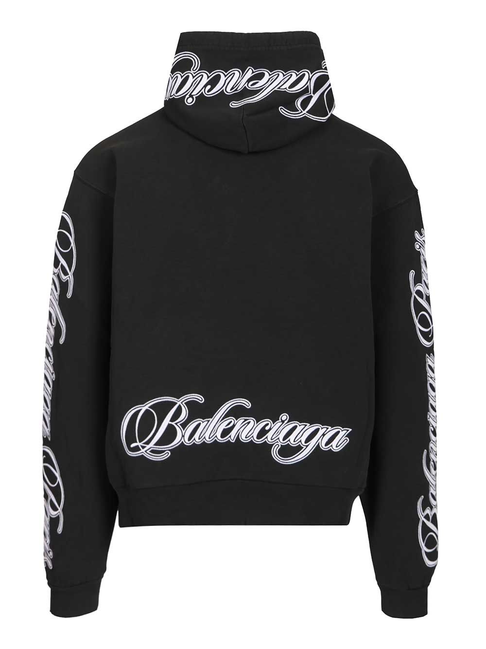 Balenciaga Cursive Oversized Hoodie Sweatshirts - Black | d5edd7b403def1402d9b07c6f67c0f564b448141