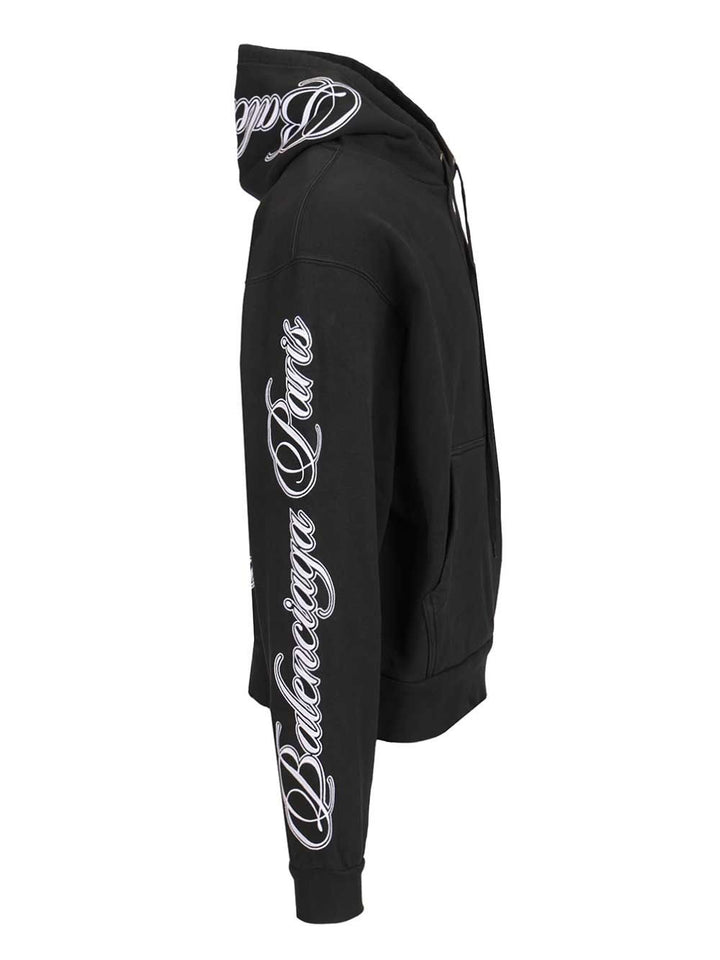 Balenciaga Cursive Oversized Hoodie Sweatshirts - Black | cd7d3cfc23a4b68d41dfd1ba7271267e27a931ff