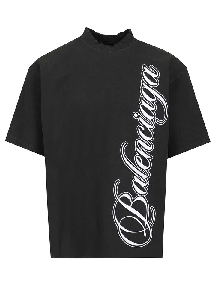 Balenciaga Cursive T-Shirt - Black | abe4a85c2360d2bc1224217a14f51e44f890bb37