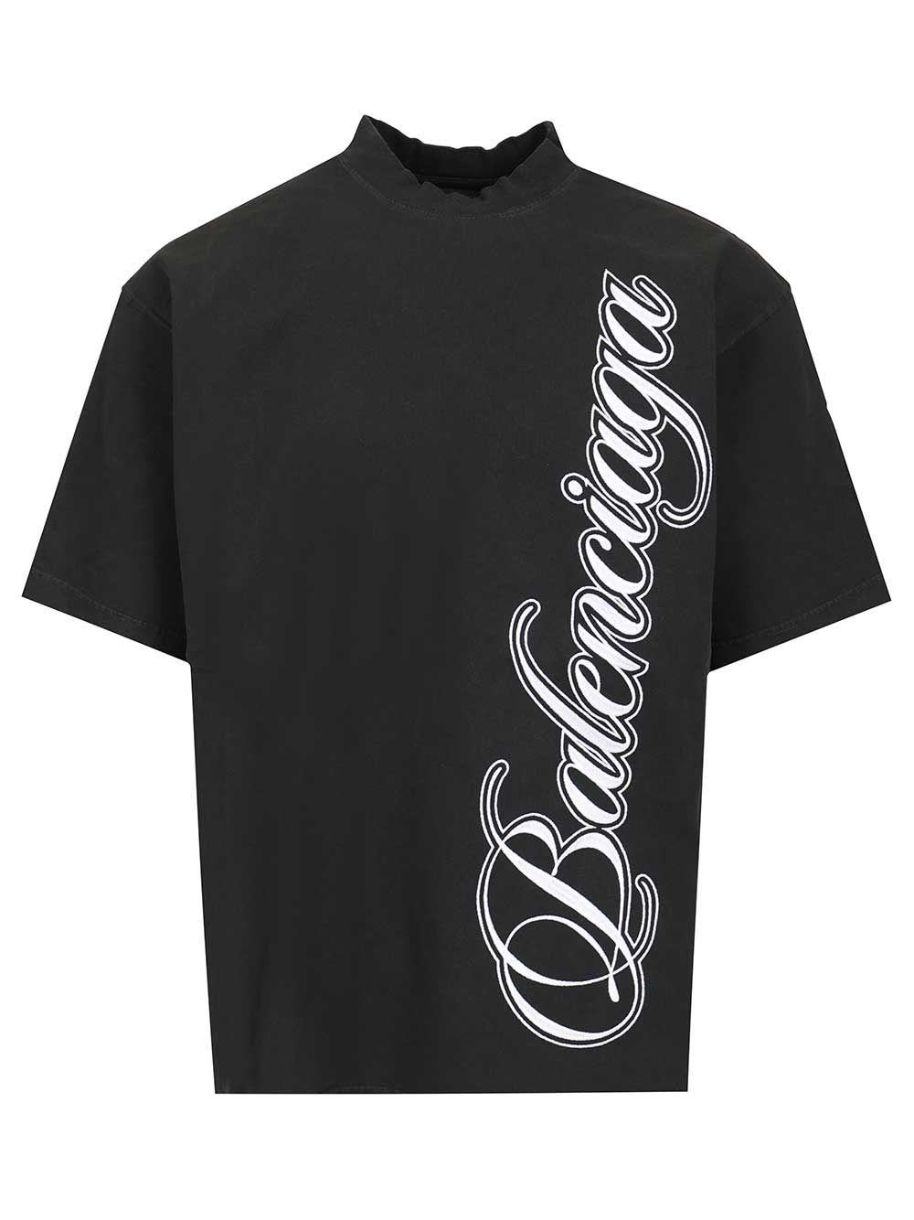 Balenciaga Cursive T-Shirt - Black | abe4a85c2360d2bc1224217a14f51e44f890bb37