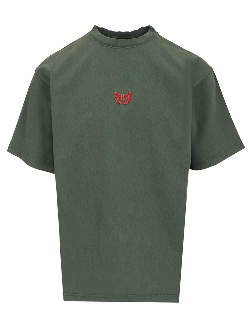 Balenciaga Laurel T-Shirt - Green | 6357b643f48e59fc829f1b6bb96efb0a00ac73aa