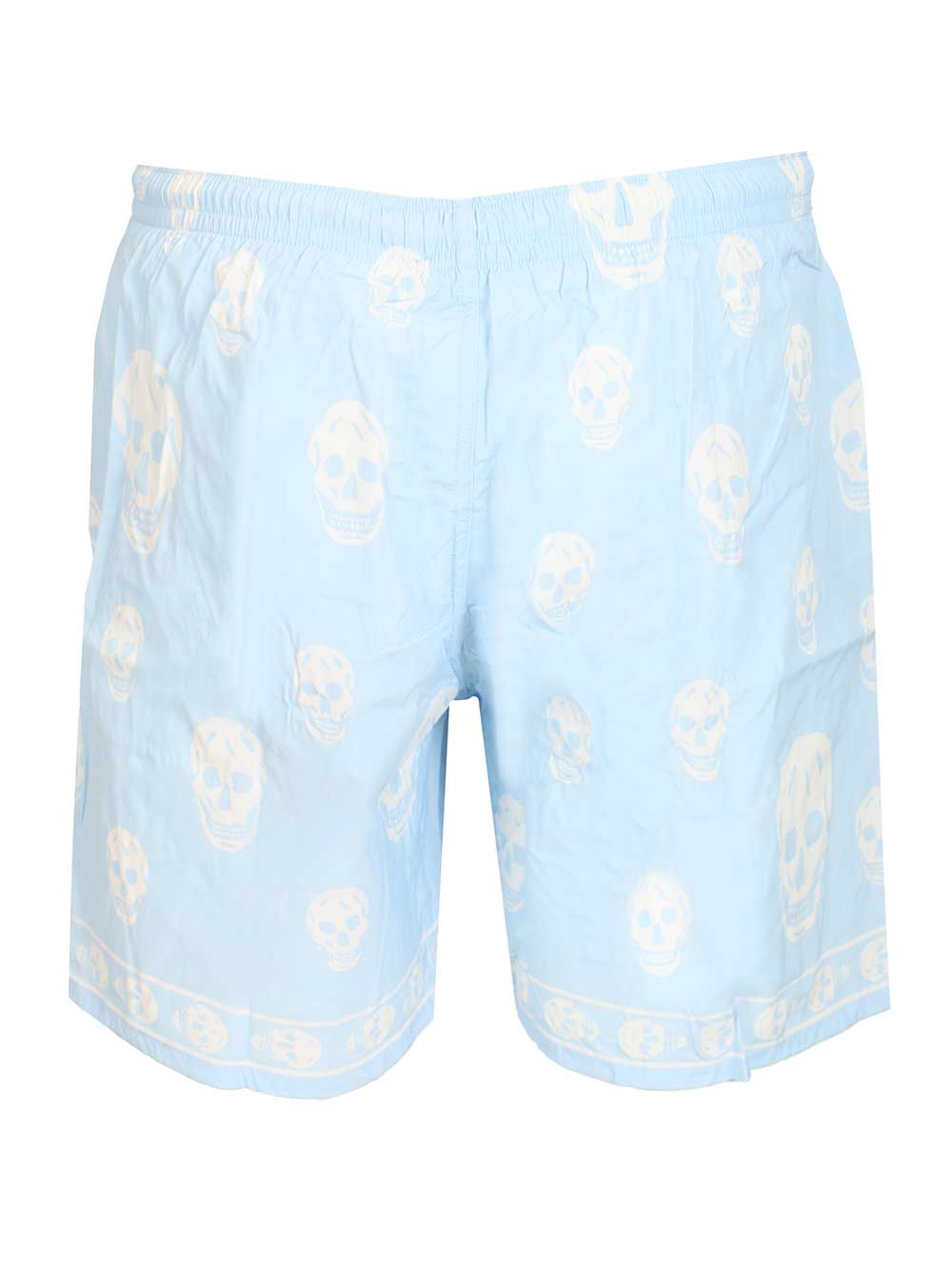 Mcqueen Swim Shorts With Skull Motif Trousers - Light blue | c3e607cb1bd661990c400174605d47315cdd729a