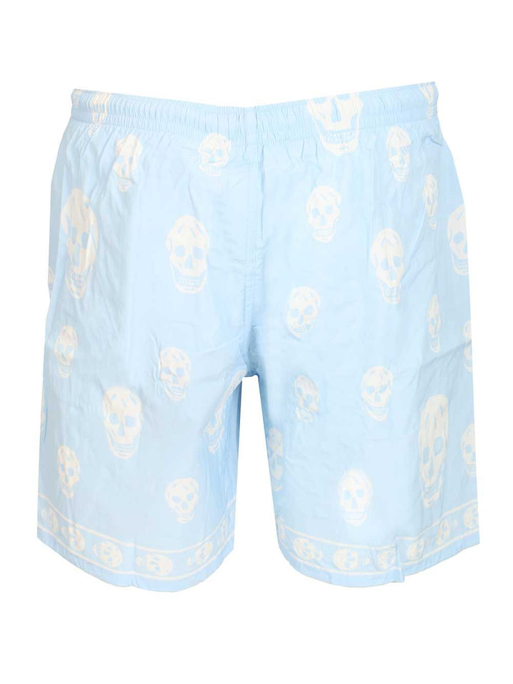 Mcqueen Swim Shorts With Skull Motif Trousers - Light blue | c3e607cb1bd661990c400174605d47315cdd729a