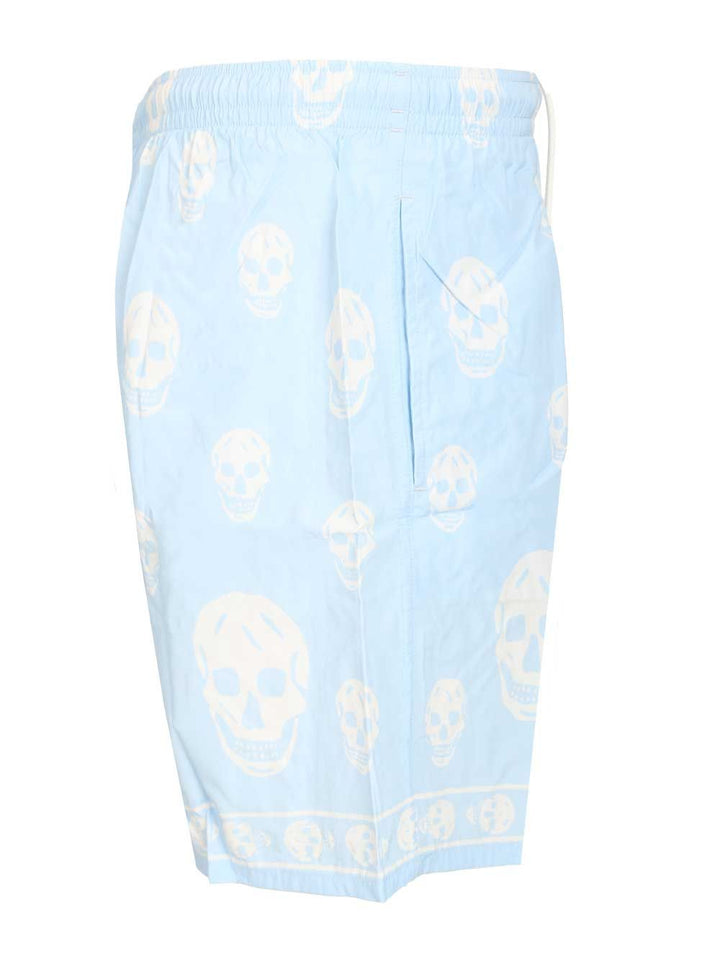 Mcqueen Swim Shorts With Skull Motif Trousers - Light blue | b5dc973fde4d731094c847fc0478d78dc91ae4cb