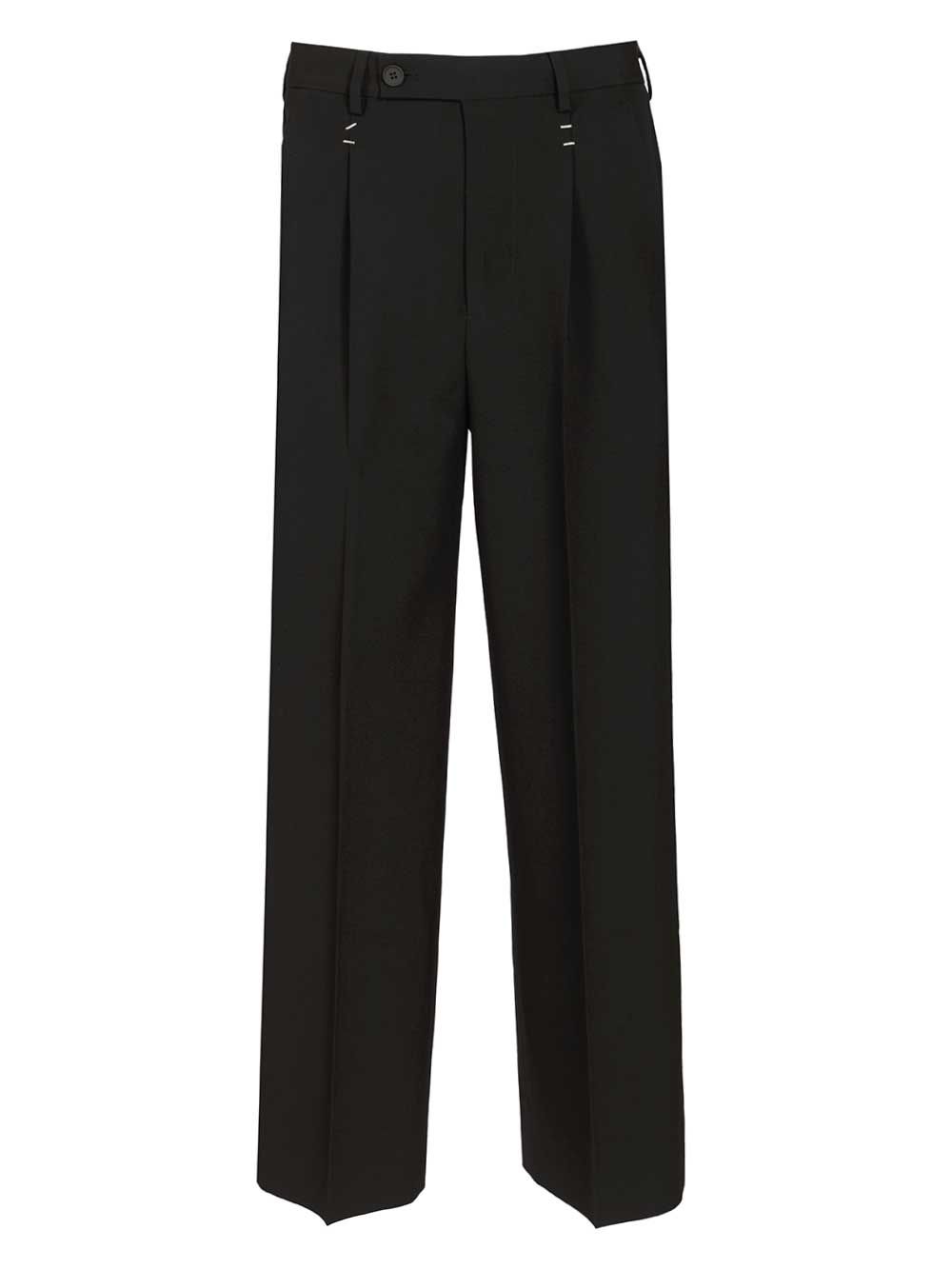 Mm6 Maison Margiela Wool  With Staples Trousers - Black | 0259f6f7169fd5c301d566b923149cf872814955