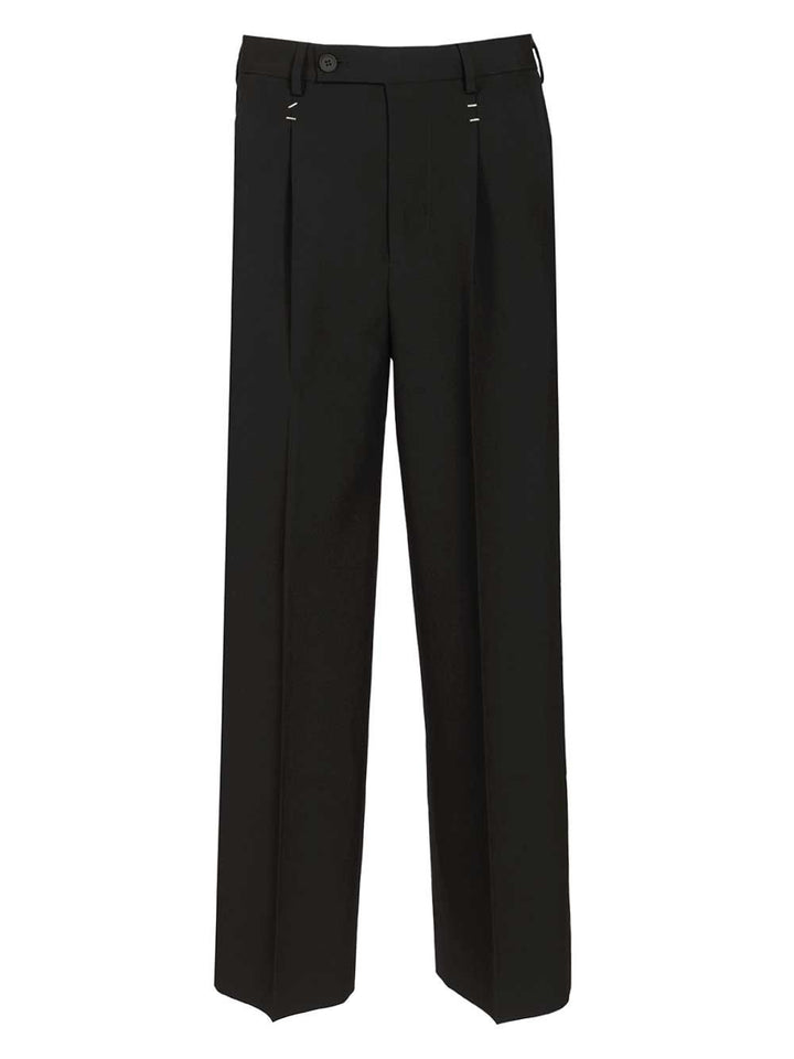 Mm6 Maison Margiela Wool  With Staples Trousers - Black | 0259f6f7169fd5c301d566b923149cf872814955