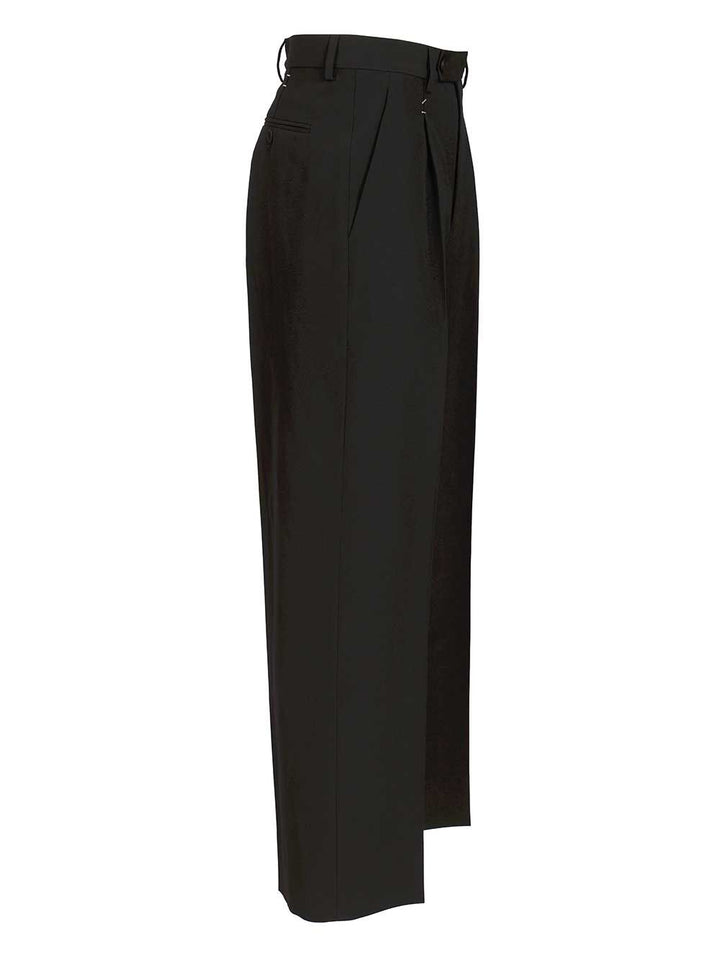 Mm6 Maison Margiela Wool  With Staples Trousers - Black | 7ed40f24bab3cb6b22f2d39856fd680d8ea68fd7
