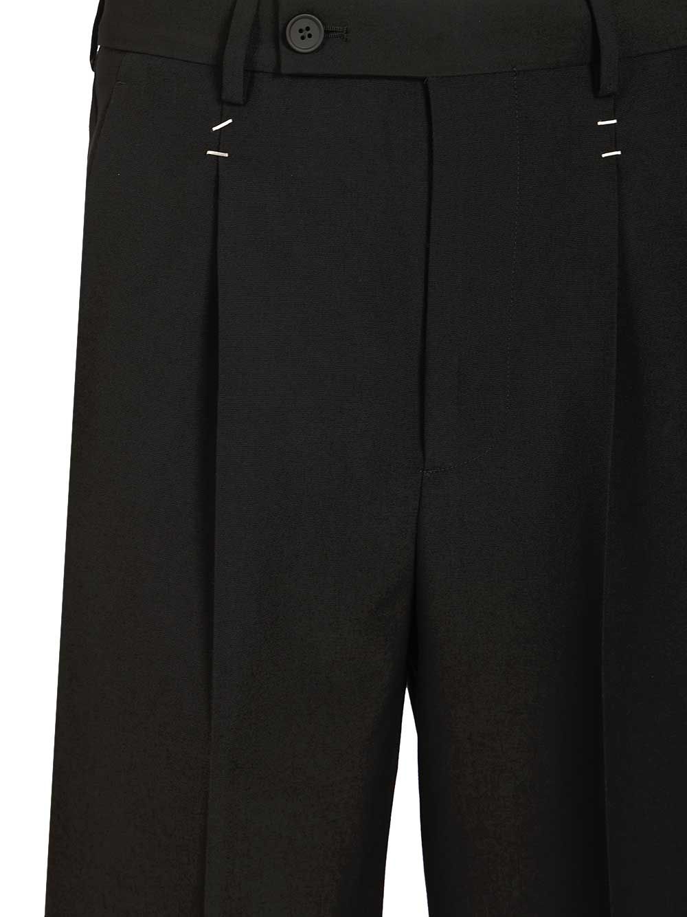 Mm6 Maison Margiela Wool  With Staples Trousers - Black | 799b575225fbefdae6beff1019d3b7f13e5ee69f