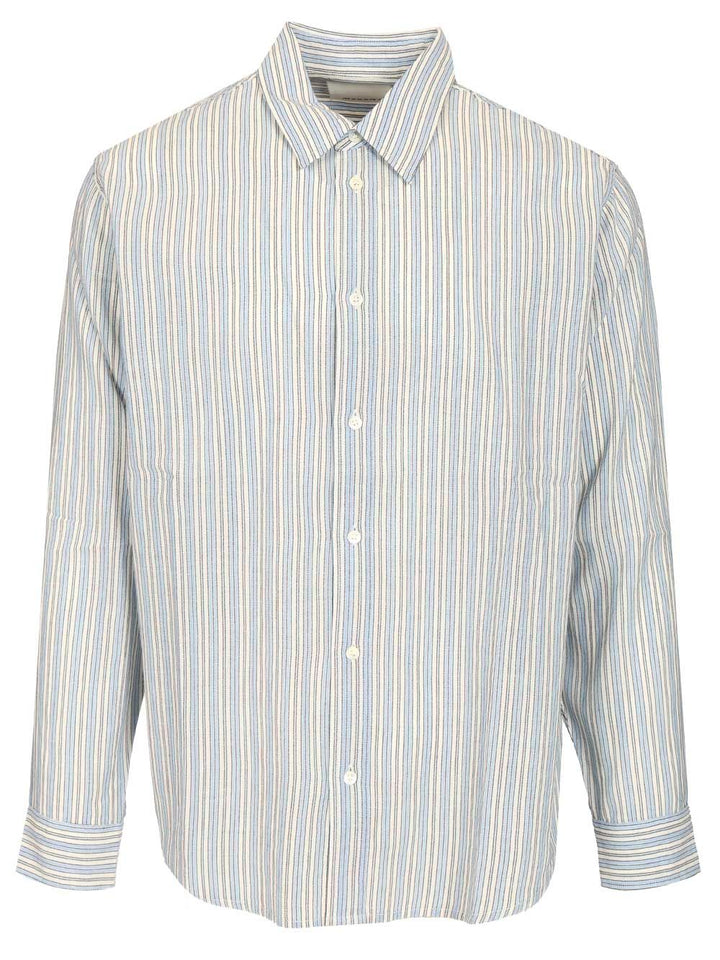 Marant Cybilio Waffle Striped Shirt Shirts - Blue | ce843095e01c64d9c0476e6d30dbc1f11b074ba9