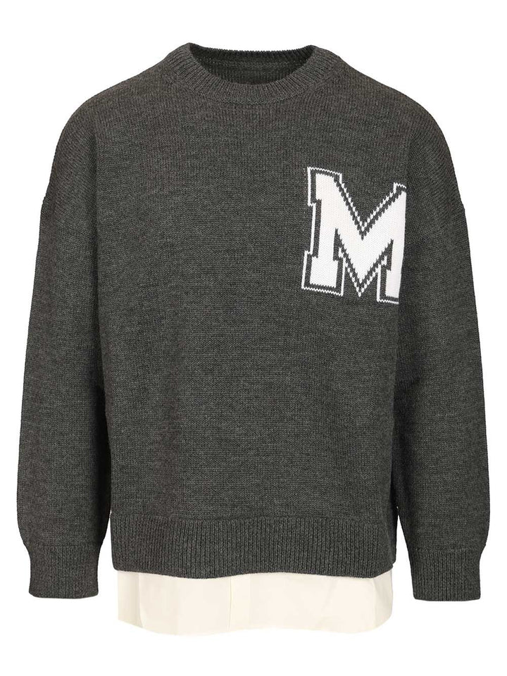 Mm6 Maison Margiela Two-In-One College-Style Sweater Sweatshirts - Grey | 02a2be70f8797dbc390fed0952057c7d4968e896