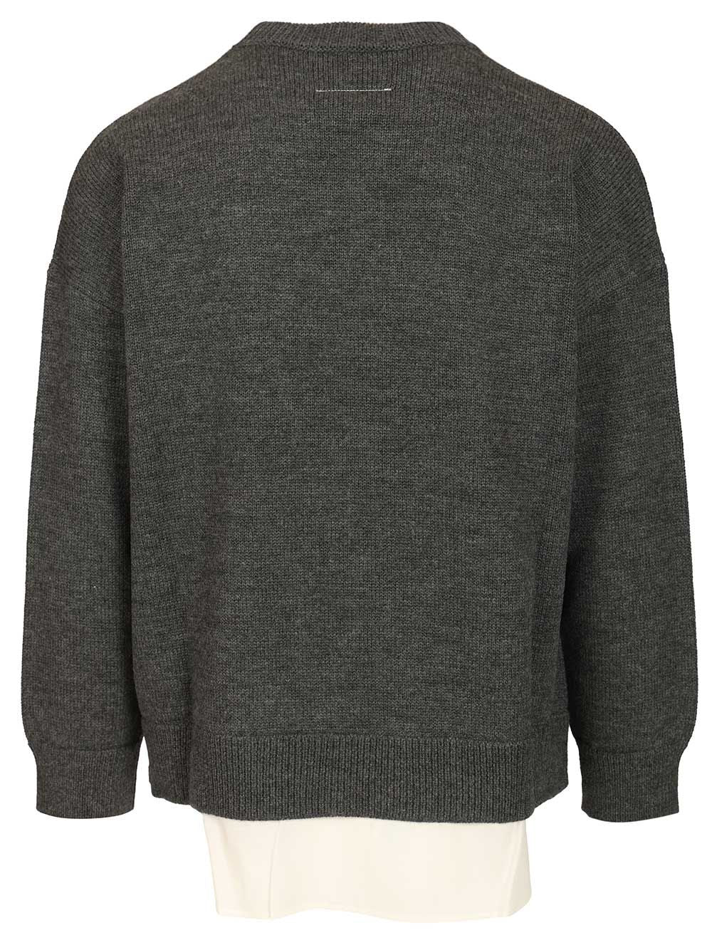 Mm6 Maison Margiela Two-In-One College-Style Sweater Sweatshirts - Grey | f89ed29e5f00ff890f22e392f1085de620e26ea7