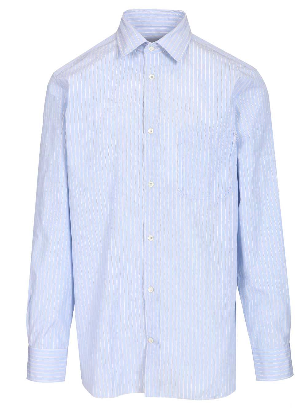 Maison Margiela Tailored Striped Cotton Shirt Shirts - Blue | 7a89f39af7f1117ecf228555f4a1eddd6be8b0c4
