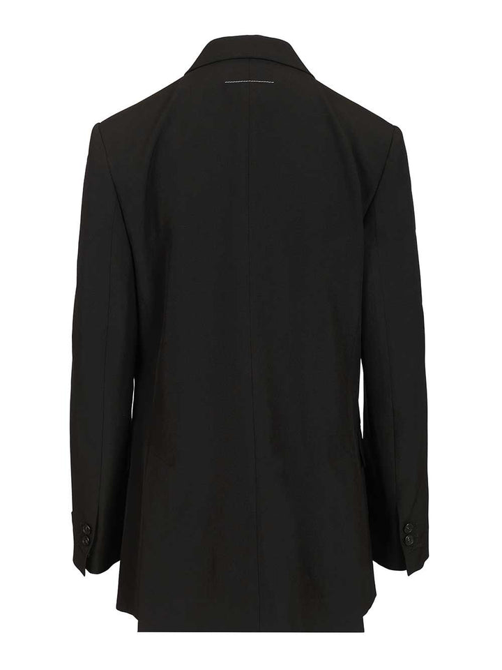 Mm6 Maison Margiela Double-Breasted Blazer Jackets - Black | 4dd7fb359b4aa93a02557bb06f80660b346f0dcd