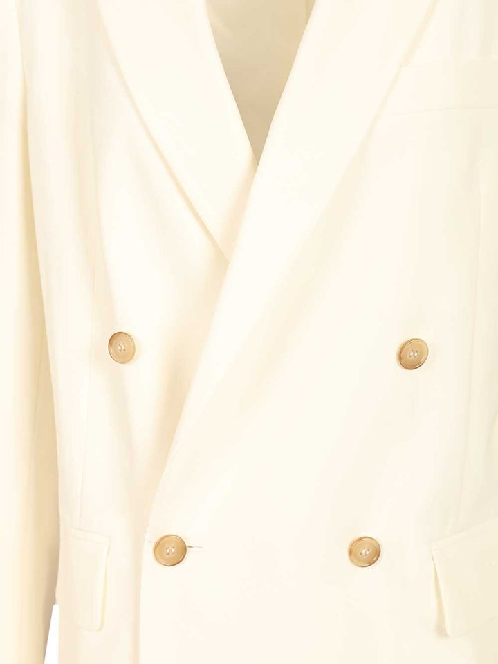Mm6 Maison Margiela Double-Breasted Blazer Jackets - Beige | 50b5d18bc778e3cab5311144379ec802fb7e3716