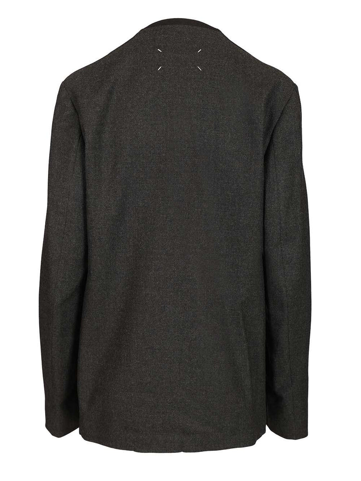 Maison Margiela Minimal Wool Jacket Jackets - Grey | 6da454d971368a7ed024acad5af675e90f54bd53