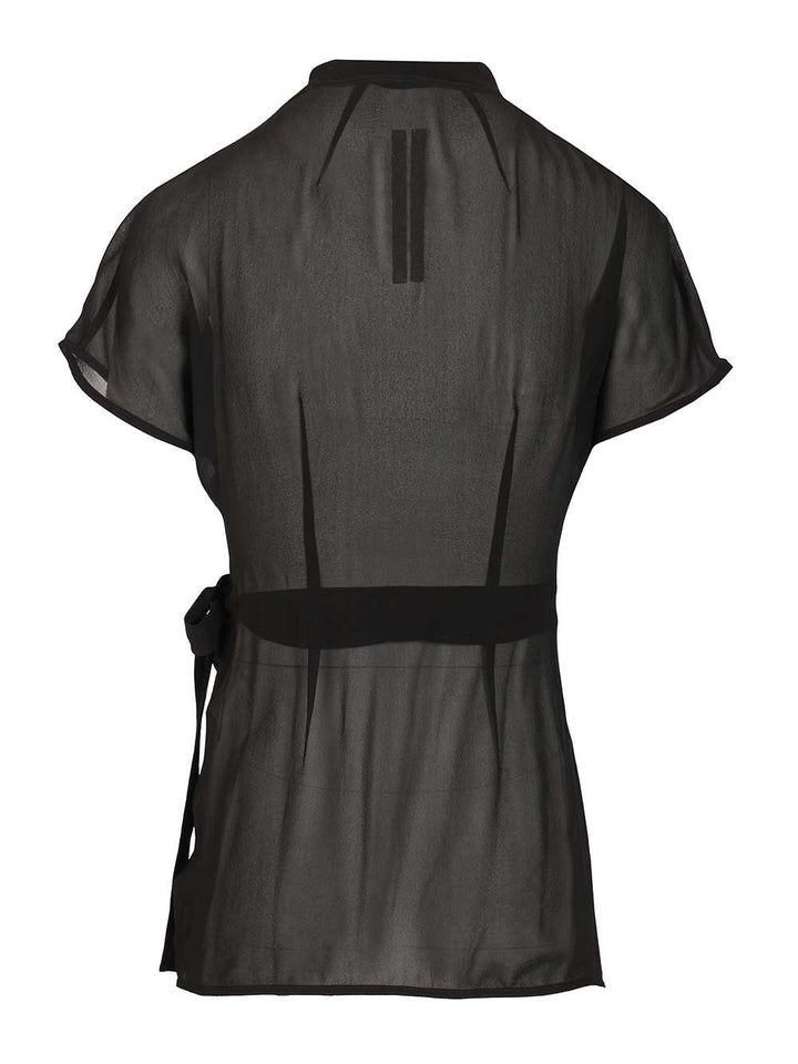 Rick Owens Laura Silk Wrap Top Tops - Black | 4a70dc1d43ceb2c3e289c8159204709c843fd928