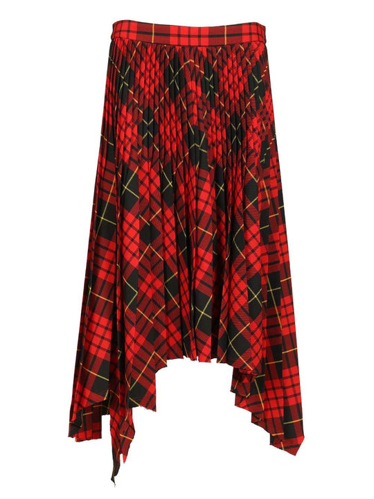 Macqueen Tartan Asymmetric Skirt Skirts Red