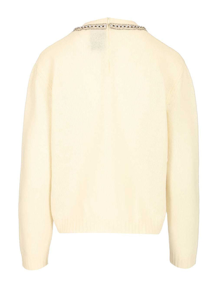 Valentino Garavani Virgin Wool Sweater With Embroidery Knitwear - White | fd5e487203453d548afb6c1acdb60fd808465ab7