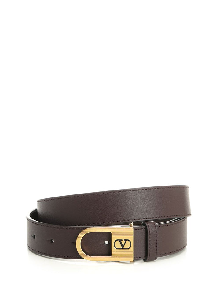 Valentino Garavani Vlogo Signature Leather Belt Belts - Brown | 5991f7e26ac6308f94da71db479fda398448d467