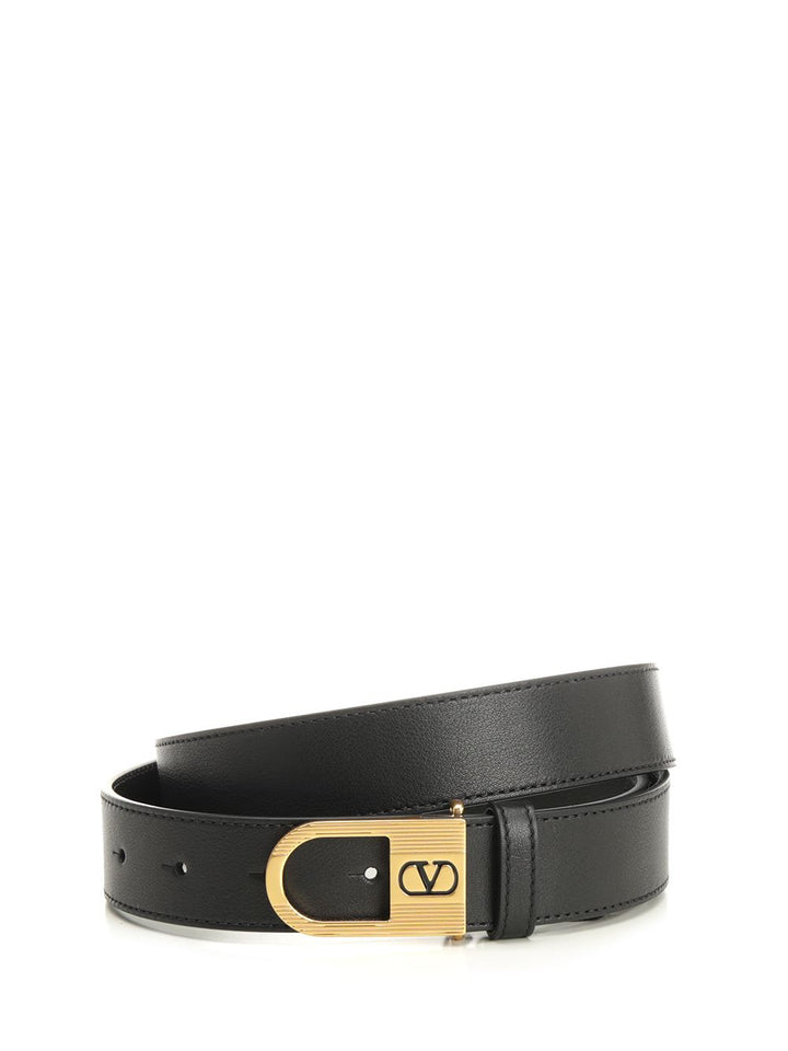 Valentino Garavani Vlogo Signature Leather Belt Belts - Black | 1a0a7003b7a12816eb96ef65c7d6ff3b3b232782