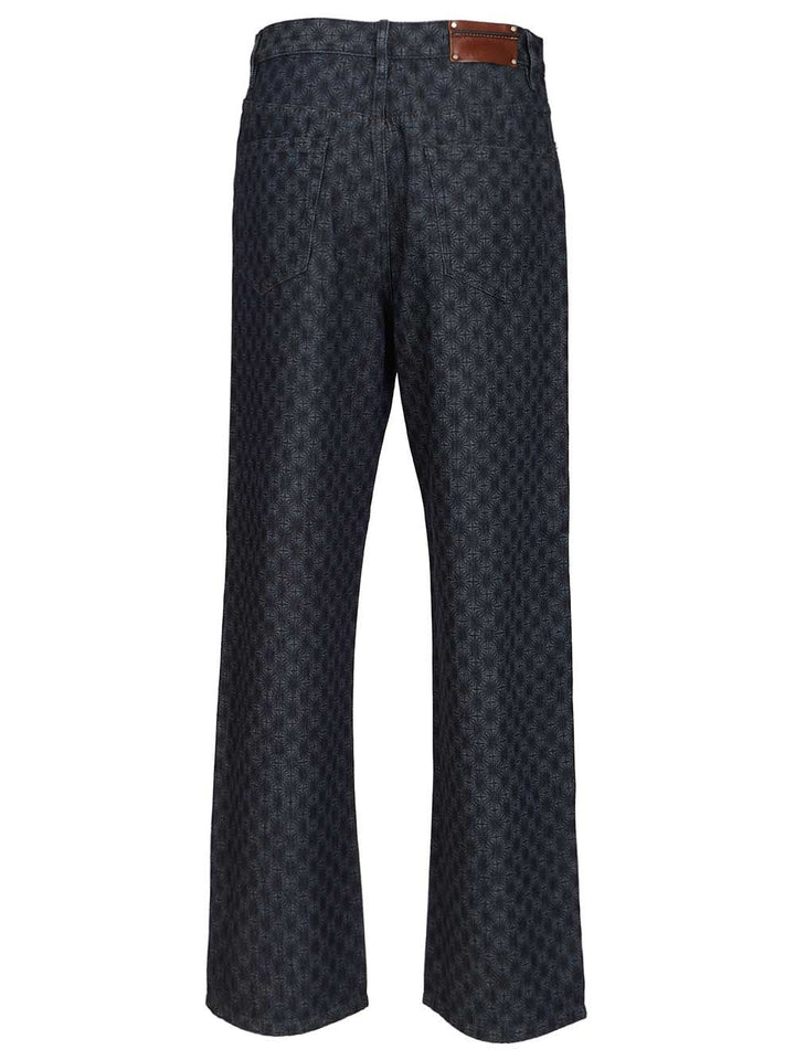 Dries Van Noten Floral Wide-Leg Jeans Trousers - Blue | 6b80a107d5759f82dc232a84a2b10fd7b25b4349