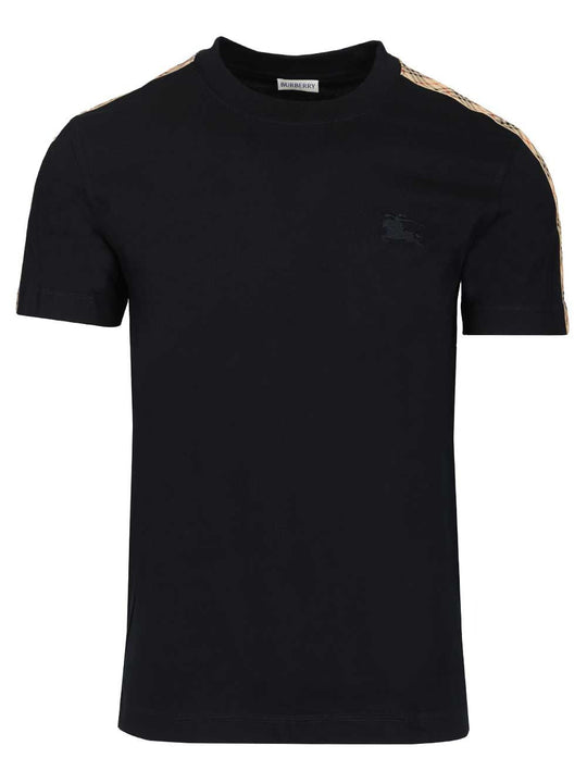 Cotton With Check Trim T-Shirt Blue