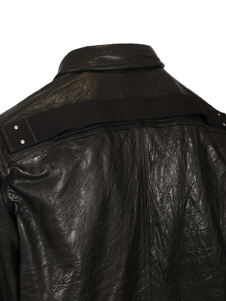 Rick Owens Outershirt In Leather Jackets - Black | 4bfd3b6613d94c1e0bf27f54fe70bdc709510ed7