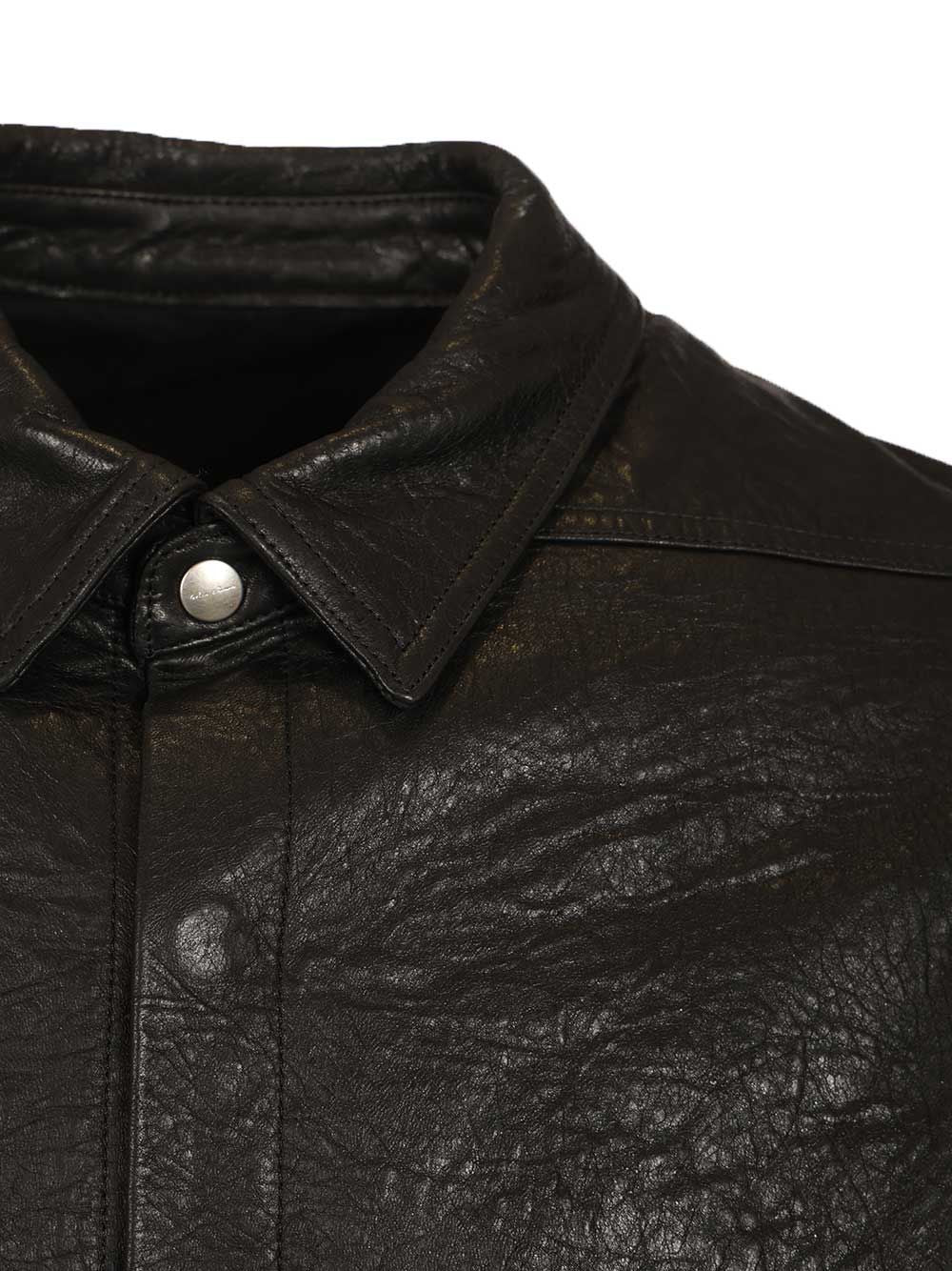 Rick Owens Tour Alice Shirt In Leather Jackets - Black | 3cfa778177c0d33a50700f0935d972d32068fd47