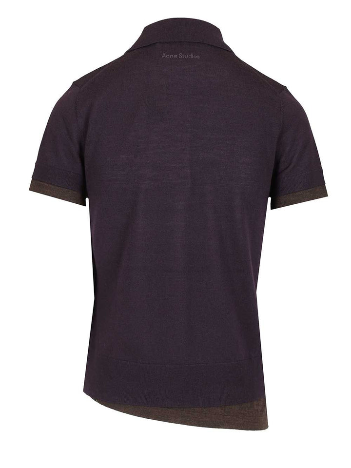 Acne Studios Layered Wool Polo Shirt T-Shirt - Violet | 1472ace1df107dcaa97aa7f6f5a34310c4c384c5