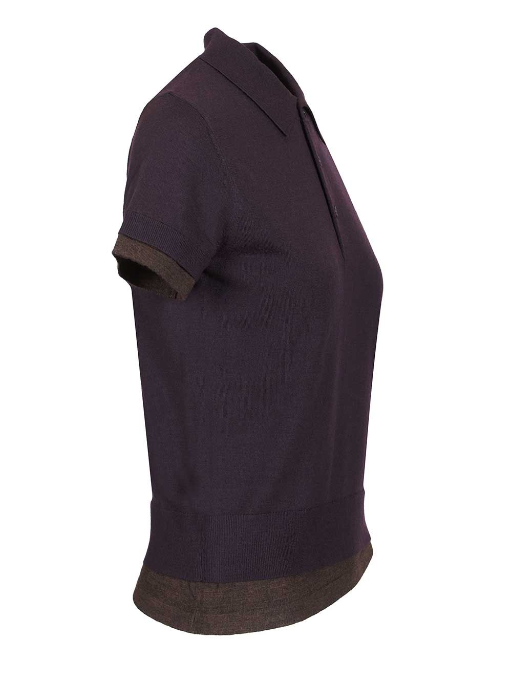 Acne Studios Layered Wool Polo Shirt T-Shirt - Violet | 1b1ae1afefdb2c2d8b4e97cf85e73f65730b5e5e