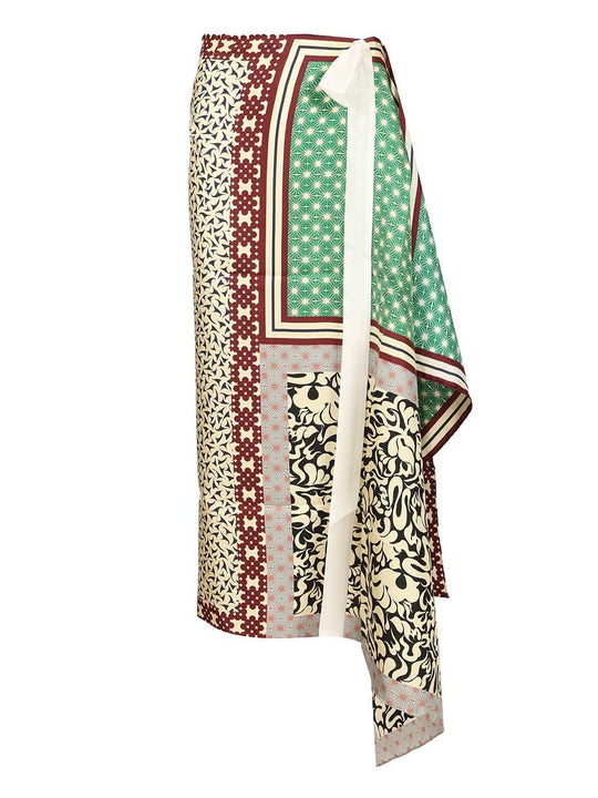 Gonna Pareo In Seta Stampata Skirts Multicolor