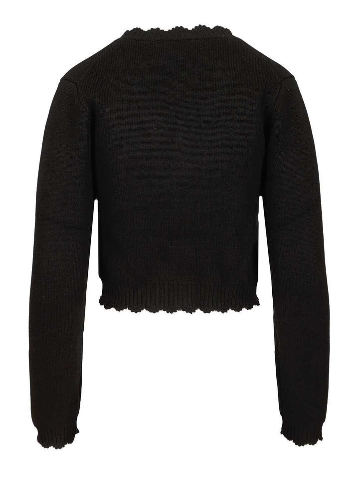 Ganni Cotton Cashmere Crochet Applique Cardigan Knitwear - Black | 80de7274aac5a9ef637c2aa1cf6fc1b30e95e4c8