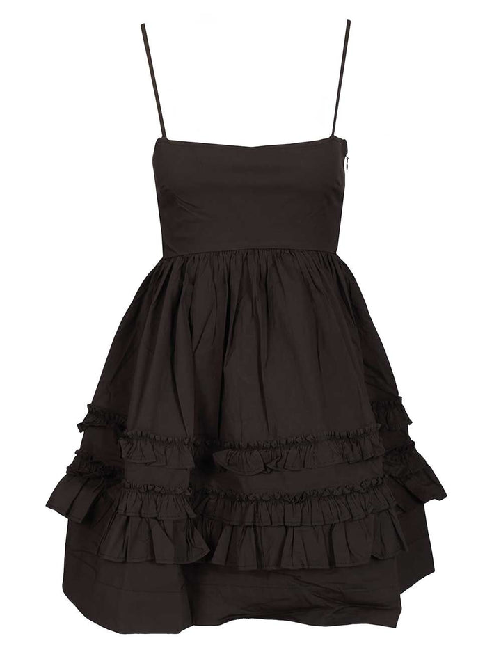 Ganni Black Mini Dress With Ruffles Dresses - Black | c7fe362b417c3863fe334ec5d517c46caad75477