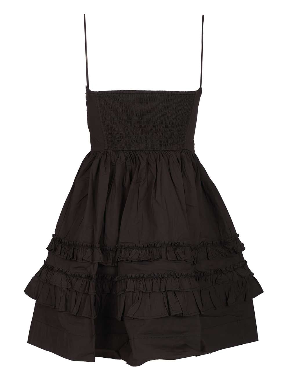 Ganni Black Mini Dress With Ruffles Dresses - Black | 79a4385b17e28f5b21731282a564daf114bfc335