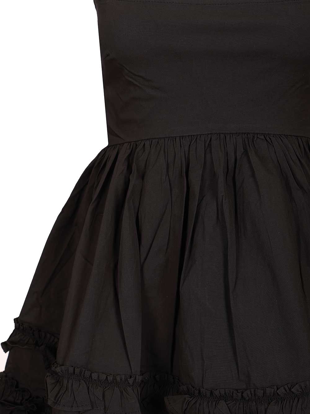 Ganni Black Mini Dress With Ruffles Dresses - Black | 655040e3989869903efc53c7403d441f8499d5c0
