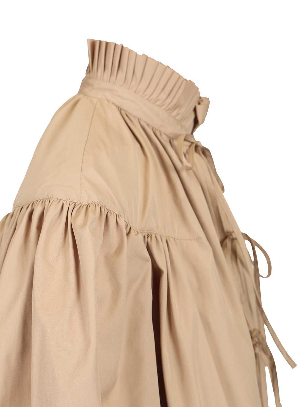 Dries Van Noten Cotton Poplin Blouse With Ruffles Shirts - Beige | e84093d21e19ec121ddb84829372ba0ba9b51283