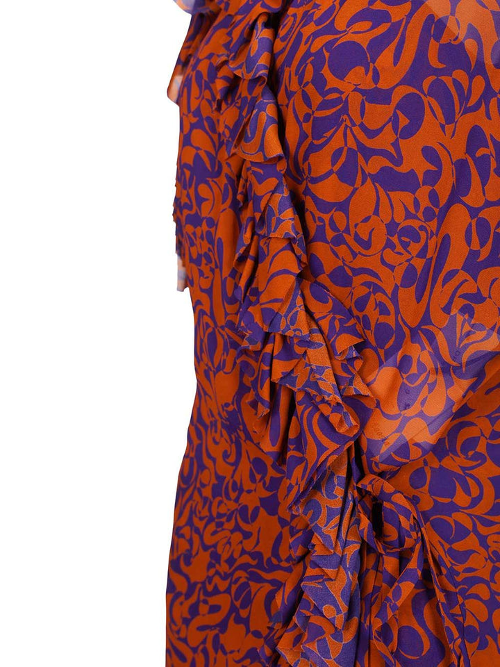 Dries Van Noten Printed Dress With Ruffles Dresses - Multicolor | 7897bf7324d971f5047dd5857a713670422e0109