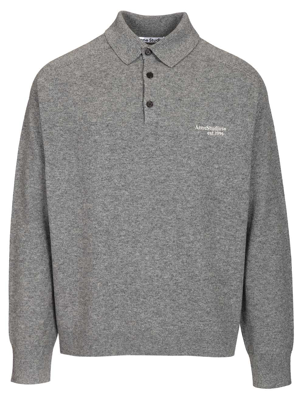 Acne Studios Knit Polo Shirt Knitwear - Grey | 081ca2e20c1eb3d6639e9d69108a741c3e7b35fa