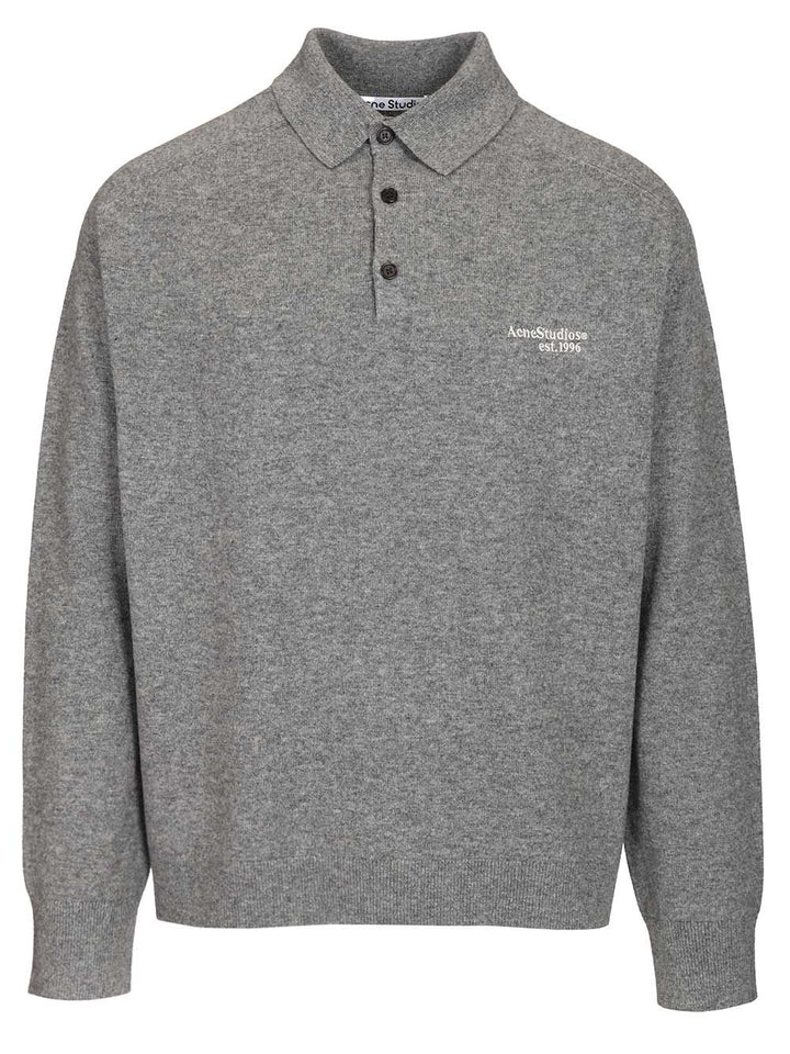 Acne Studios Knit Polo Shirt Knitwear - Grey | 081ca2e20c1eb3d6639e9d69108a741c3e7b35fa