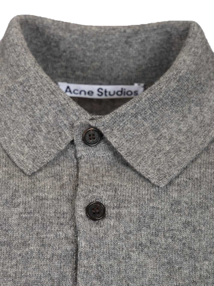 Acne Studios Knit Polo Shirt Knitwear - Grey | 3a845b02645640fb4fde6061422b0065a1eaa32a