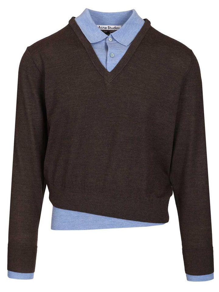 Acne Studios Layered Wool Sweater Sweatshirts - Brown | 21a5919253e7d2bb351acb918529784eb7410b21