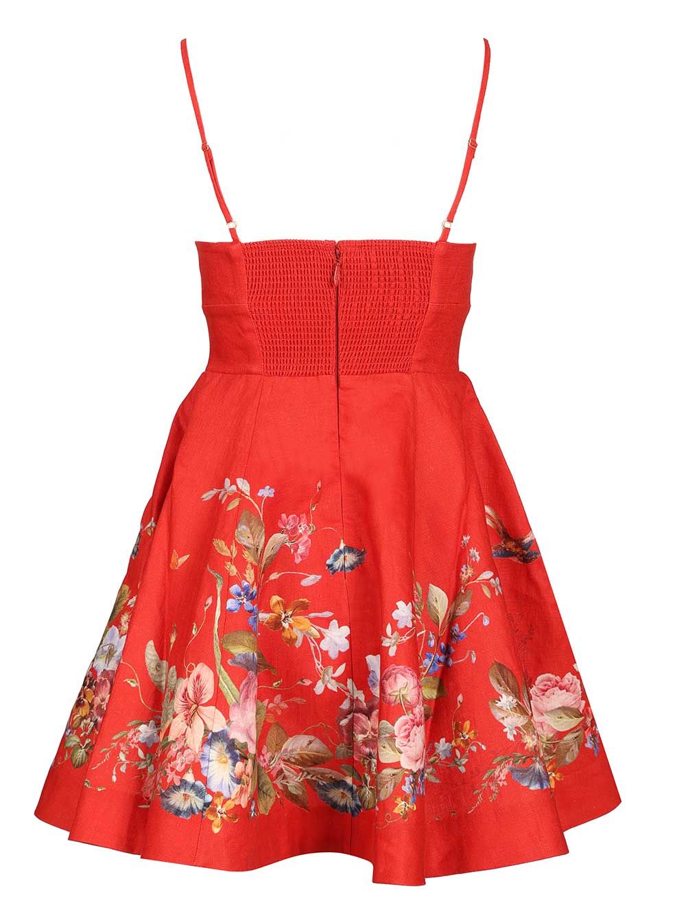 Zimmermann Patience Red Floral Linen Mini Dress Dresses - Red | 78a8eb23133c38a89cbc872bb42752db6ddfd1c7