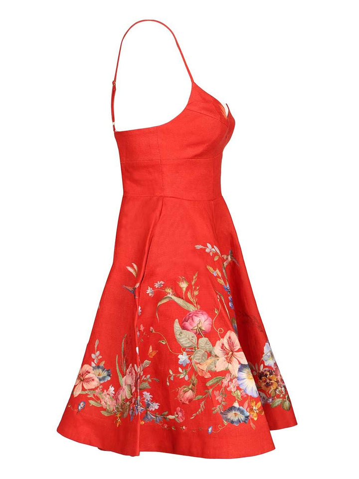 Zimmermann Patience Red Floral Linen Mini Dress Dresses - Red | 0d5bd846a13329e4a09c5b864034de3793053dba