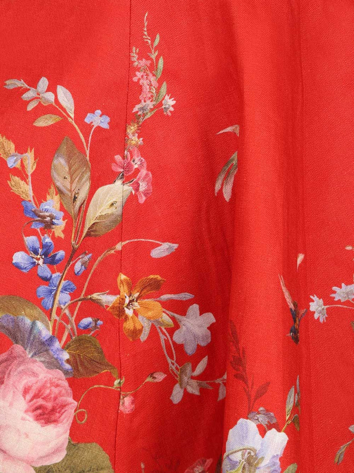 Zimmermann Patience Red Floral Linen Mini Dress Dresses - Red | 9db1f69479db527cfe8c2690d236b9b598cc1671