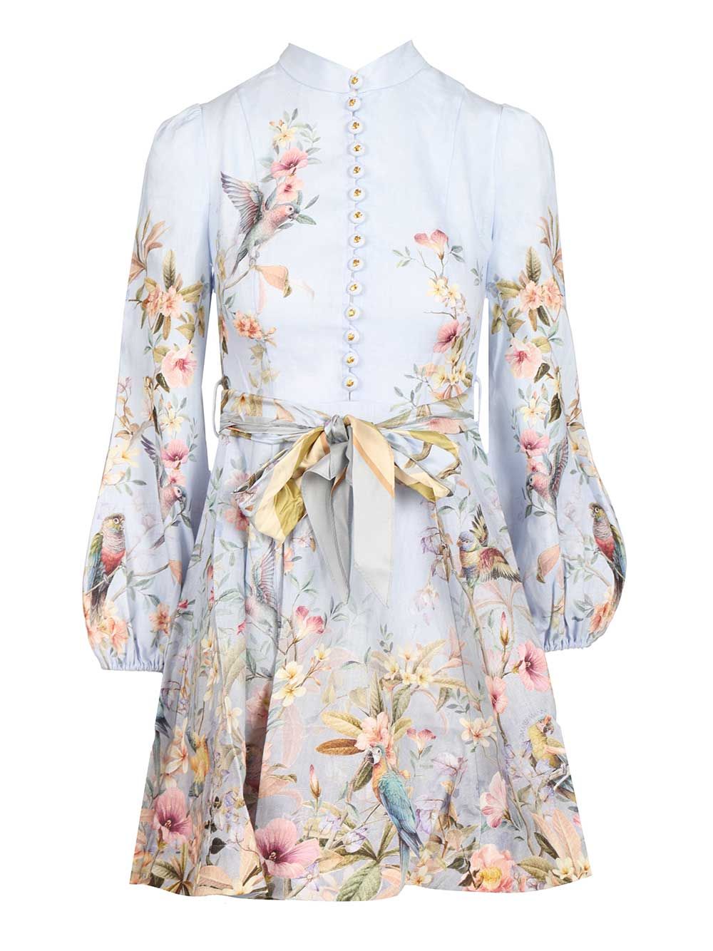 Zimmermann Rebellion Button Mini Dress Dresses - Blue | 3630a5105c323cbc2490649e9fe58b4dc88220d2