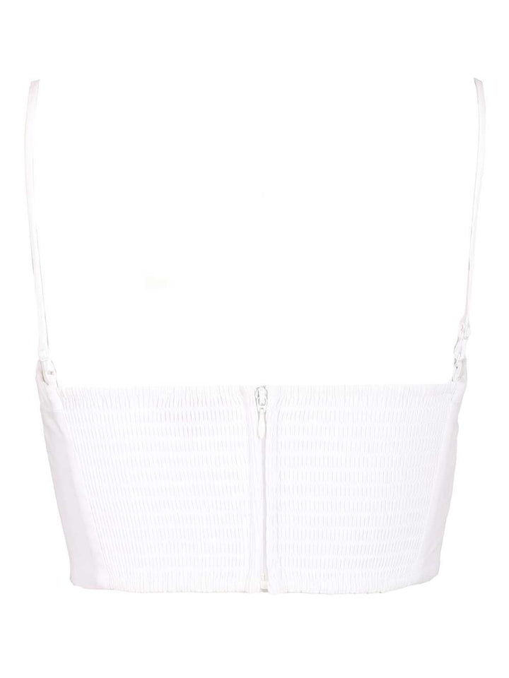 Staud Federico Short Tank Top In Cotton Poplin Tops - White | 7a35a7fec83bc260b9596236b593506f3957b8b2