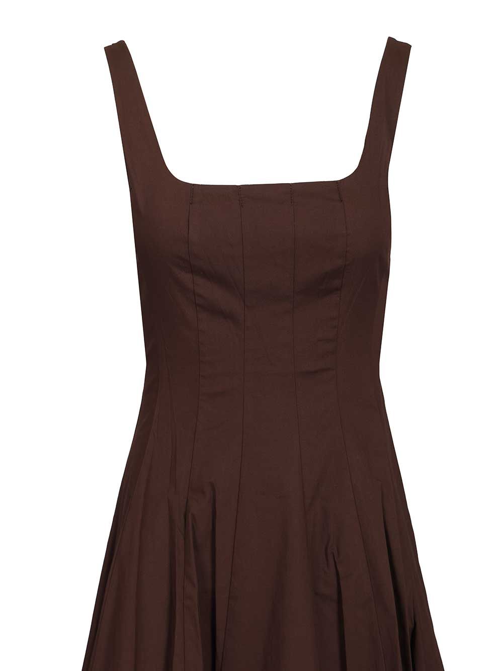 Staud Wells Dress In Cotton Poplin Dresses - Brown | c7eaef1cc2568b7b82a922333e7b0b453b53e925