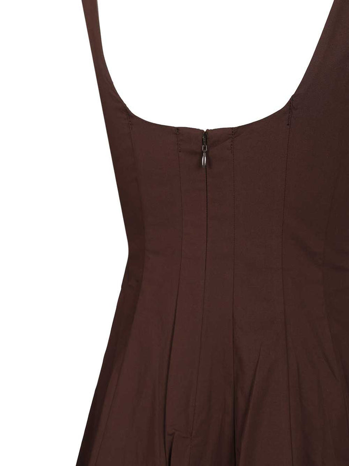 Staud Wells Dress In Cotton Poplin Dresses - Brown | dd8de44a80428eb59847da90b1f38440690cc68b